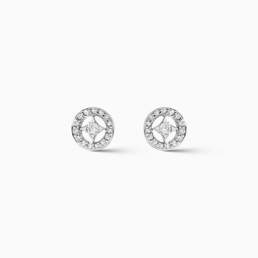 Boucles D'oreilles Puces Nour-imen Or Blanc Diamant - Boucles d'oreilles mariage Femme | Marc Orian