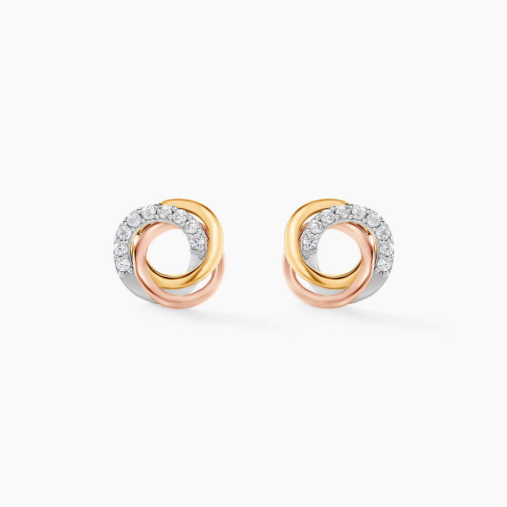 Boucles D'oreilles Puces Amaiur Or Tricolore Oxydes De Zirconium - Puces Femme | Marc Orian