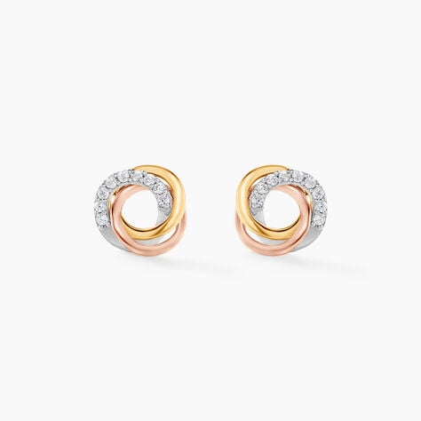 Boucles D'oreilles Puces Amaiur Or Tricolore Oxydes De Zirconium - Puces Femme | Marc Orian