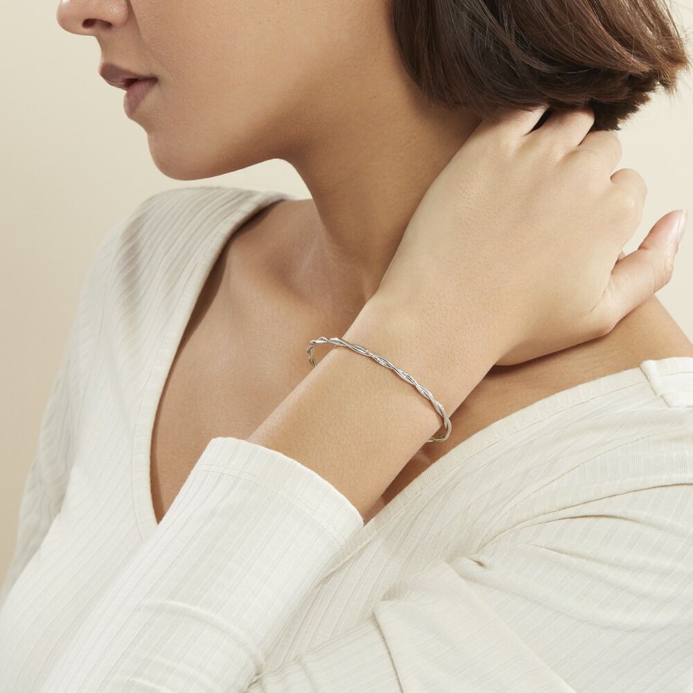 Bracelet Abie Torsade Argent Blanc - Bracelets fantaisie Femme | Marc Orian