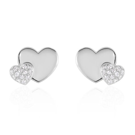 Boucles D'oreilles Puces Flamen Argent Blanc Oxyde De Zirconium - Puces Femme | Marc Orian
