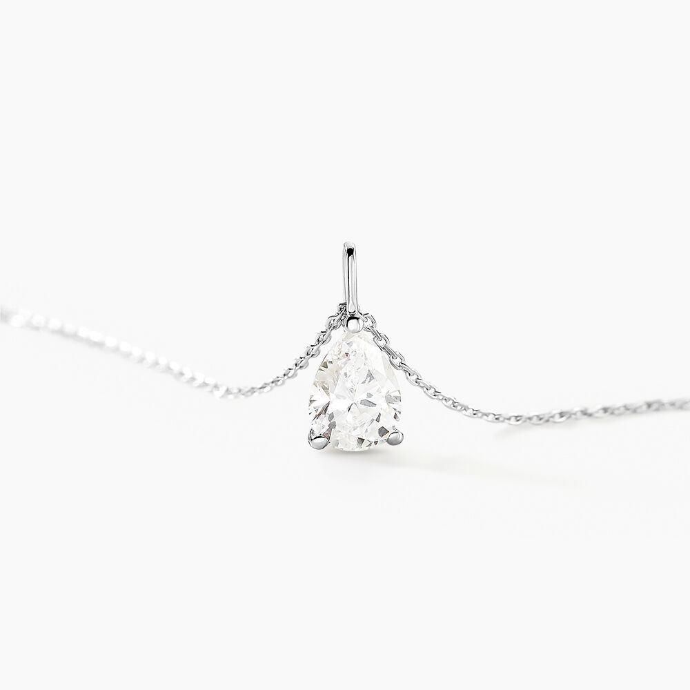 Collier Goutte Or Blanc Oxyde De Zirconium - Colliers avec pierres Femme | Marc Orian