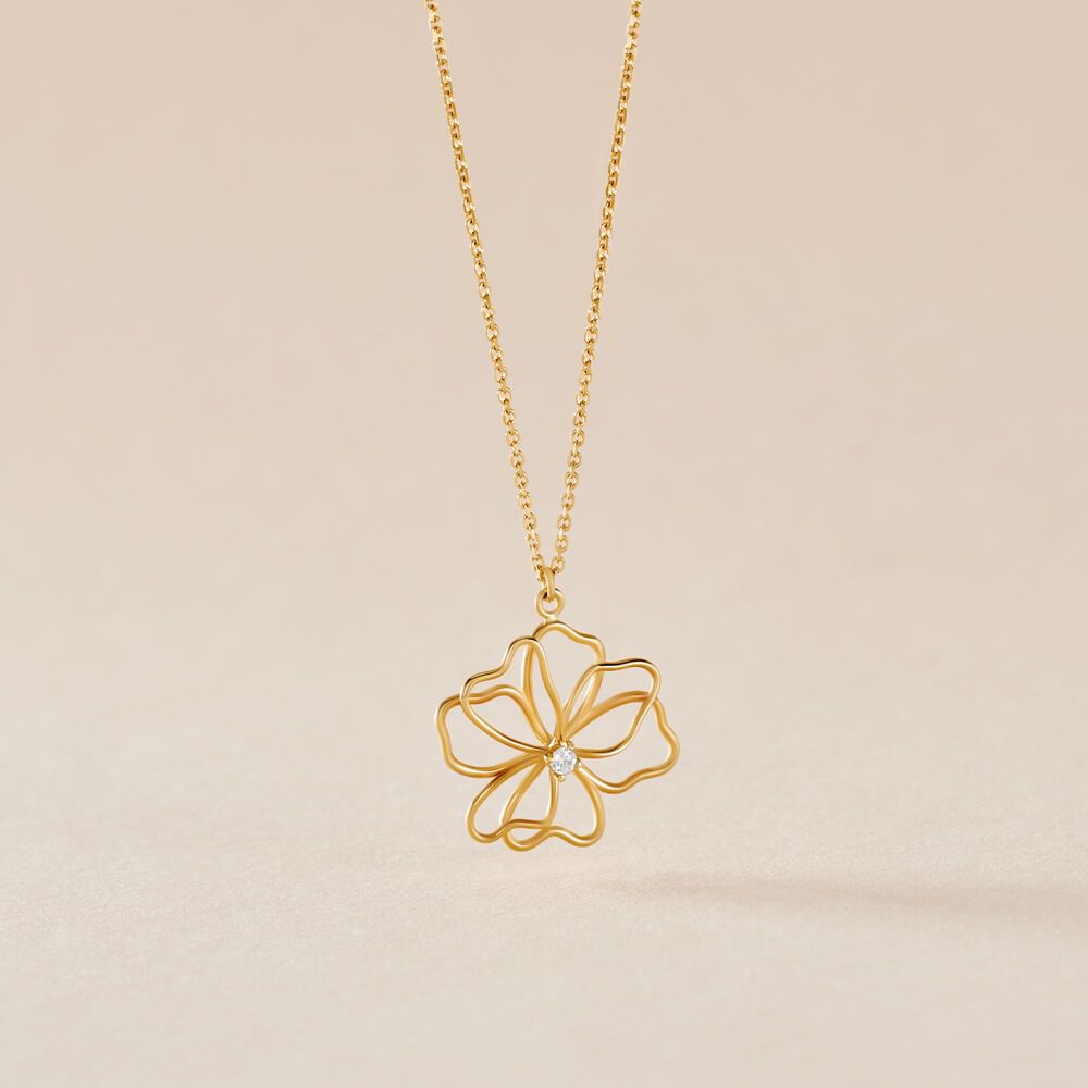 Collier Floraison Dor&eacute;e Or Jaune Oxyde De Zirconium - Colliers avec pierres Femme | Marc Orian