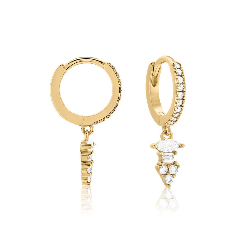 Cr&eacute;oles &eacute;clat Perl&eacute; Plaqu&eacute; Or Oxyde De Zirconium - Boucles d'oreilles pampille Femme | Marc Orian