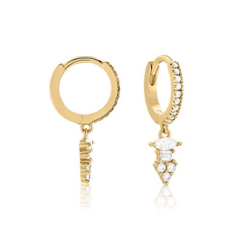 Cr&eacute;oles &eacute;clat Perl&eacute; Plaqu&eacute; Or Oxyde De Zirconium - Boucles d'oreilles pampille Femme | Marc Orian