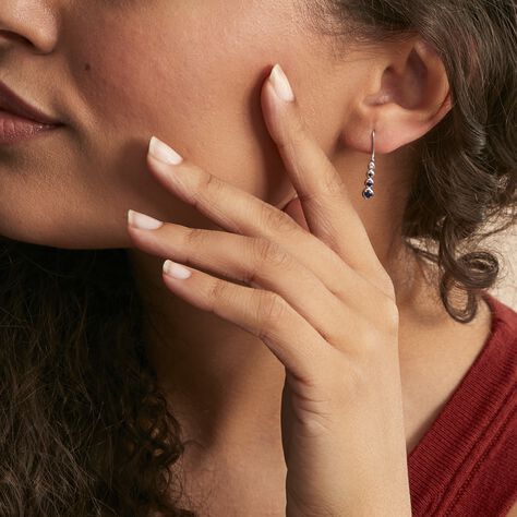 Boucles D'oreilles Pendantes Josephine Or Blanc Saphir Et Diamant - Boucles d'oreilles Pendantes Femme | Marc Orian
