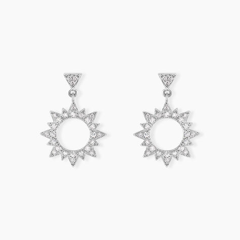 Boucles D'oreilles Pendantes Teana Argent Blanc Oxyde De Zirconium - Pendantes Femme | Marc Orian