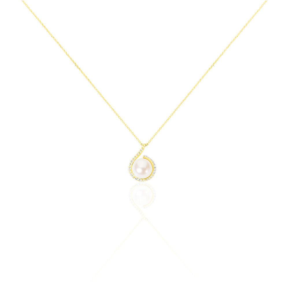 Collier Lucinda Or Jaune Perle De Culture Et Oxyde De Zirconium - Colliers avec pierres Femme | Marc Orian