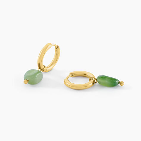 Créoles Acier Doré Malachite - Créoles Femme | Marc Orian