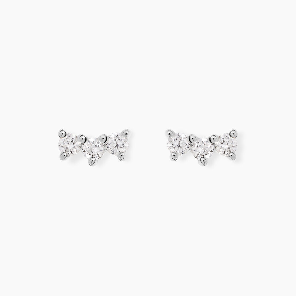 Boucles D'oreilles Puces Sigourney Argent Blanc Diamant Synth&eacute;tique - Puces Femme | Marc Orian