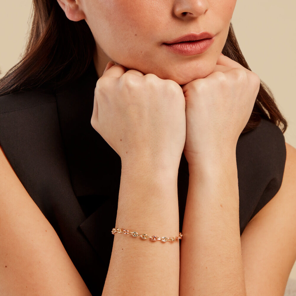Bracelet Maille Dami Maille Grain De Cafe Or Tricolore - Bracelets mailles Femme | Marc Orian