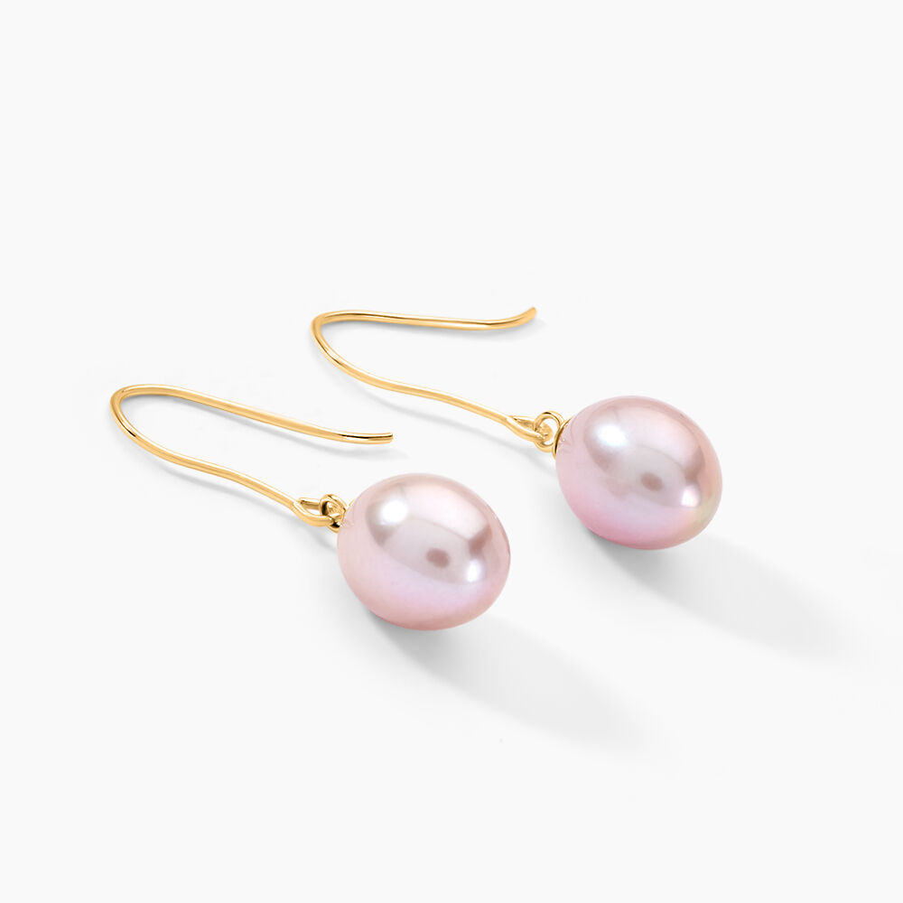 Boucles D'oreilles Pendantes Rose Or Jaune Perle De Culture - Boucles d'oreilles mariage Femme | Marc Orian