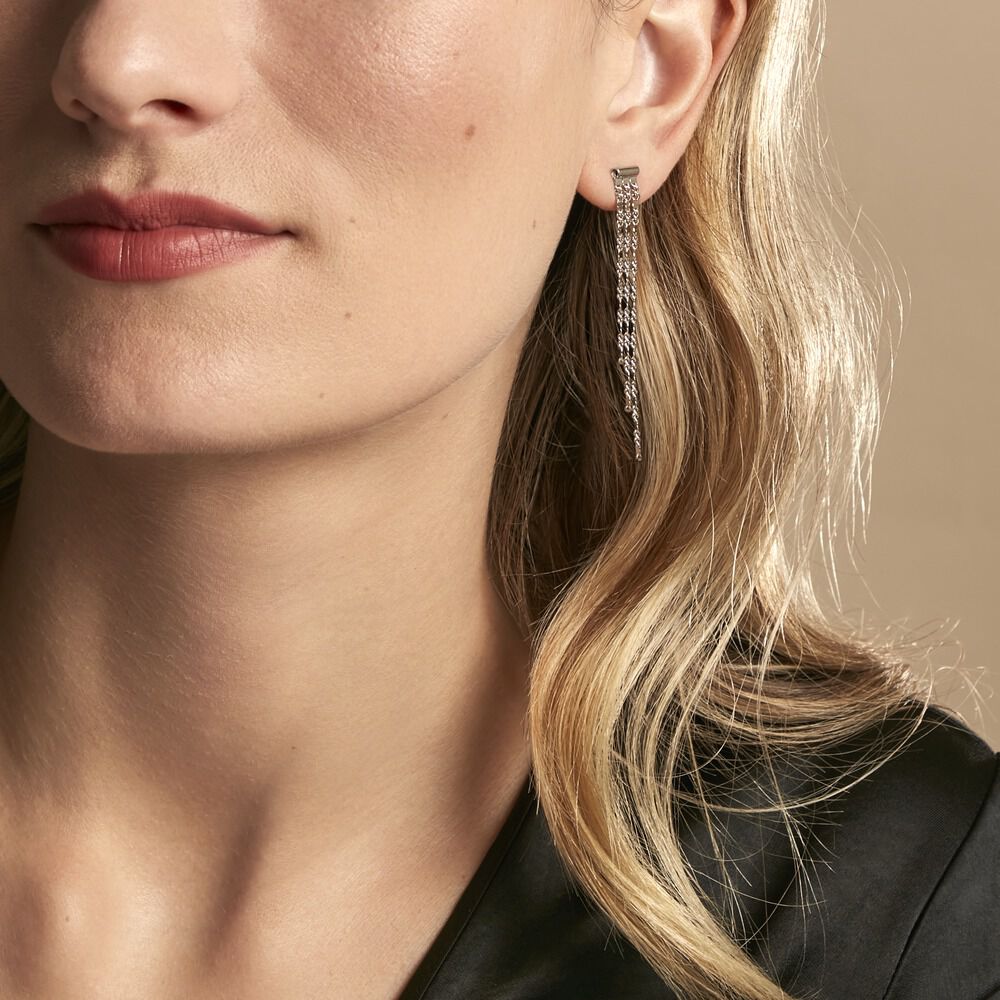Boucles D'oreilles Pendantes Nissa Argent Blanc - Pendantes Femme | Marc Orian