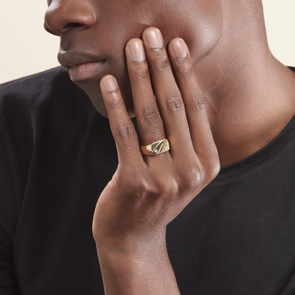 Chevali&egrave;re Plaqu&eacute; Or Jaune Gyorgy Oxyde De Zirconium - Solitaires Homme | Marc Orian