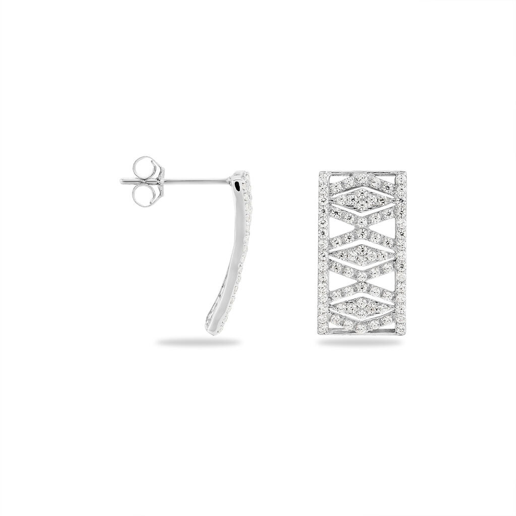 Boucles D'oreilles Puces Or Blanc Oxyde De Zirconium - Clous d'oreilles Femme | Marc Orian