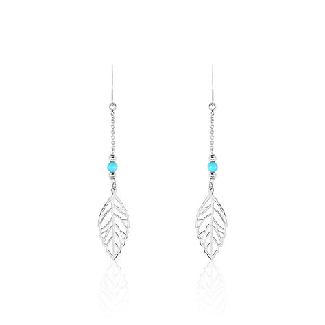 Boucles D'oreilles Pendantes Grethel Argent Blanc Turquoise - Pendantes Femme | Marc Orian