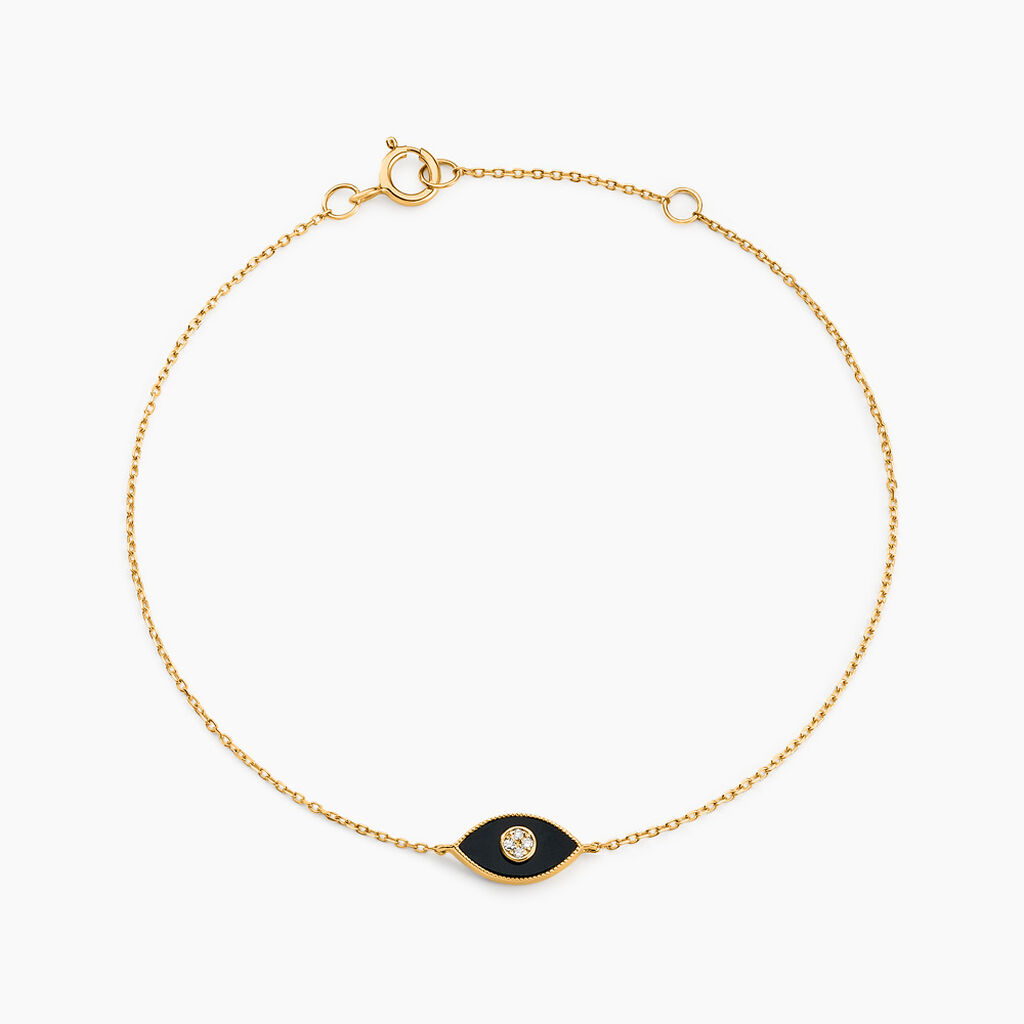Bracelet Matiasma Or Jaune Onyx Diamant - Bracelets cha&icirc;nes Femme | Marc Orian