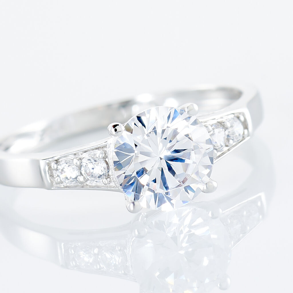 Bague Ivonne Or Blanc Oxyde De Zirconium - Bagues Solitaire Femme | Marc Orian