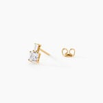 Boucles D'Oreilles Puces Felicite Argent Dor&eacute; A L'Or 750/1000 Oxyde De Zirconium - Puces Femme | Marc Orian