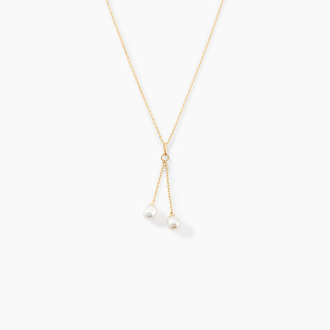 Collier Carrine 2 Fils Or Jaune Perle De Culture - Colliers avec pierres Femme | Marc Orian