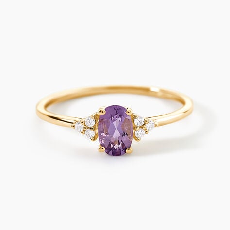 Bague Diapre Or Jaune Am&eacute;thyste Oxyde De Zirconium - Bagues pierres fines Femme | Marc Orian