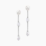 Boucles D'oreilles Pendantes Yuna Argent Blanc Perle De Culture - Pendantes Femme | Marc Orian