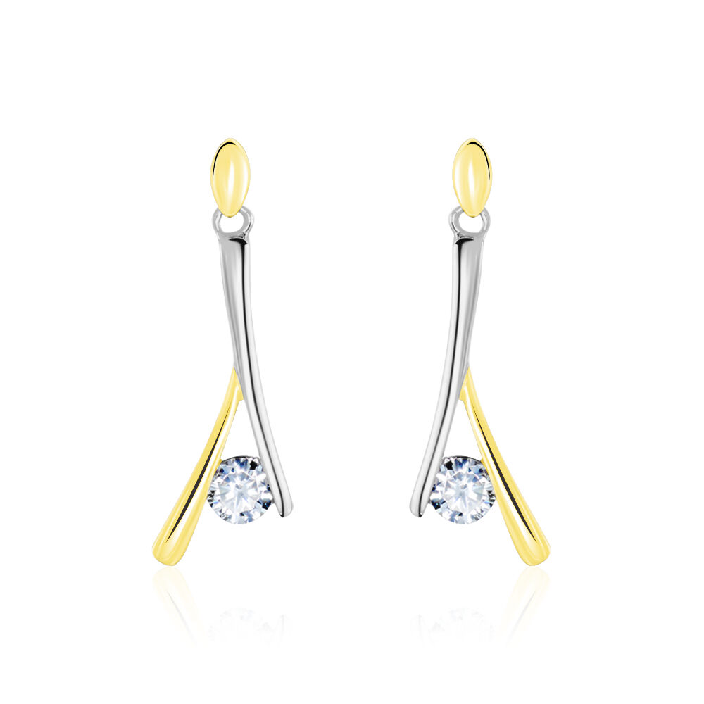 Boucles D'oreilles Pendantes Formev Or Bicolore Oxyde De Zirconium - Pendantes Femme | Marc Orian