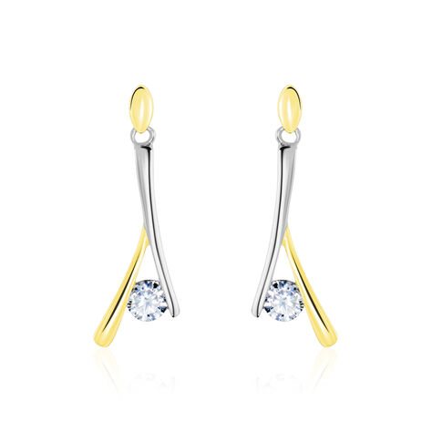 Boucles D'oreilles Pendantes Formev Or Bicolore Oxyde De Zirconium - Pendantes Femme | Marc Orian