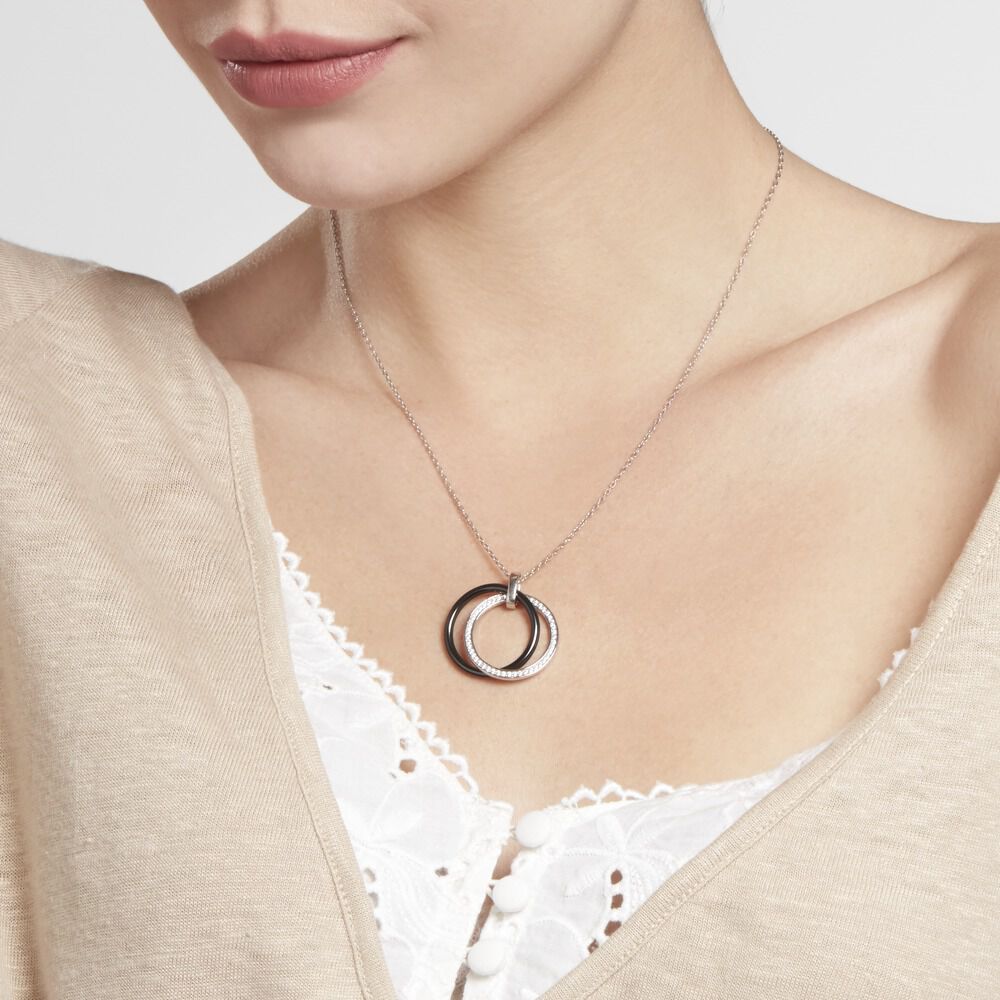 Collier Tania Argent Blanc Céramique Et Oxyde De Zirconium - Colliers avec pierres Femme | Marc Orian