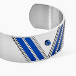 Bracelet Manchette Imagine Tamera Acier Blanc Lapis Lazuli - Bracelets Pierre Femme | Marc Orian