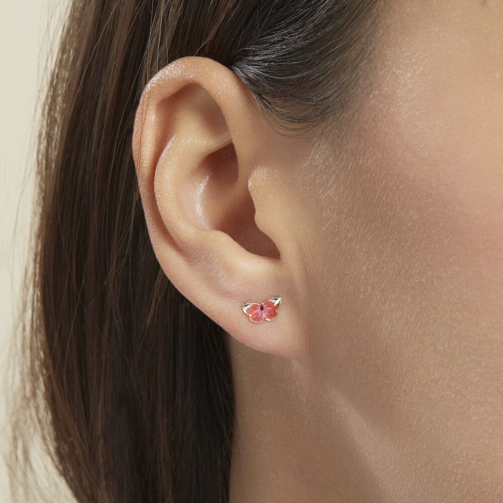 Boucles D'oreilles Puces Sulivia Papillon Or Jaune - Puces Enfant | Marc Orian