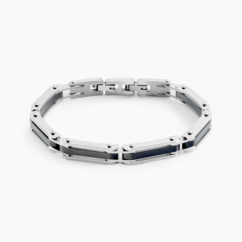 Bracelet Jourdan Homme El Castillo Acier Bicolore Noir Et Blanc - Bracelets chaînes Homme | Marc Orian