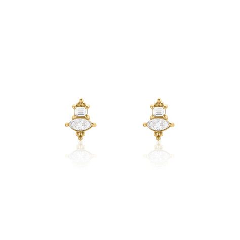 Boucles D'oreilles Puces éclat Perlé Plaqué Or Oxyde De Zirconium - Puces Femme | Marc Orian