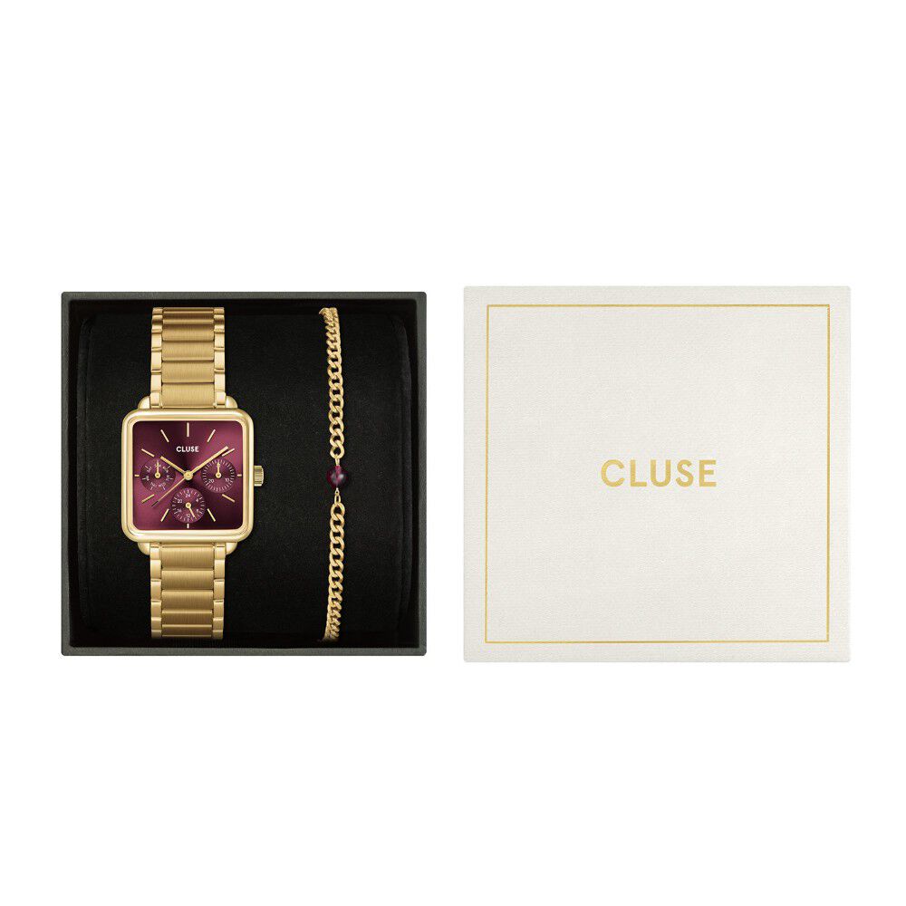 Coffret De Montre Cluse La Tétragone Multifonction Bordeaux - Montres étanches Femme | Marc Orian