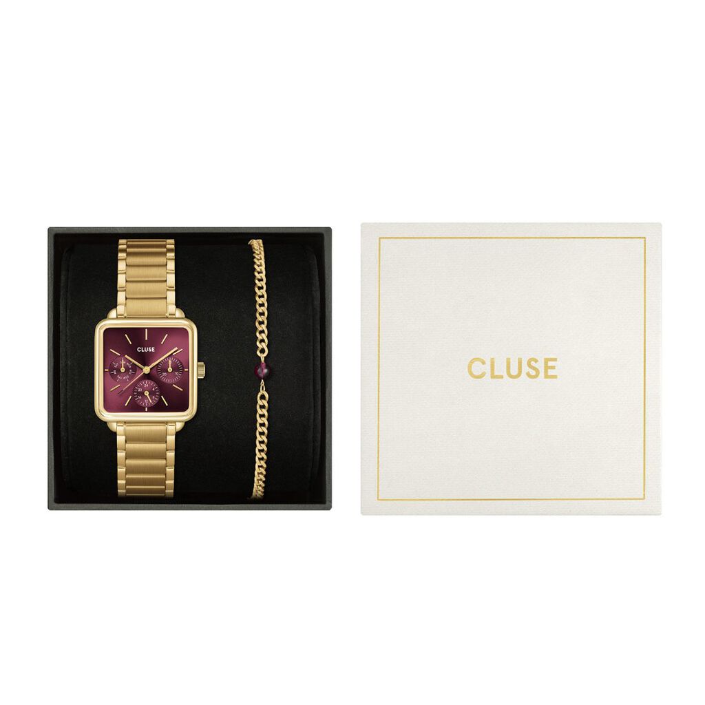 Coffret De Montre Cluse La Tétragone Multifonction Bordeaux - Montres étanches Femme | Marc Orian