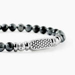 Bracelet Philo Acier Blanc Obsidienne Pierre De Lave - Bracelets cha&icirc;nes Homme | Marc Orian