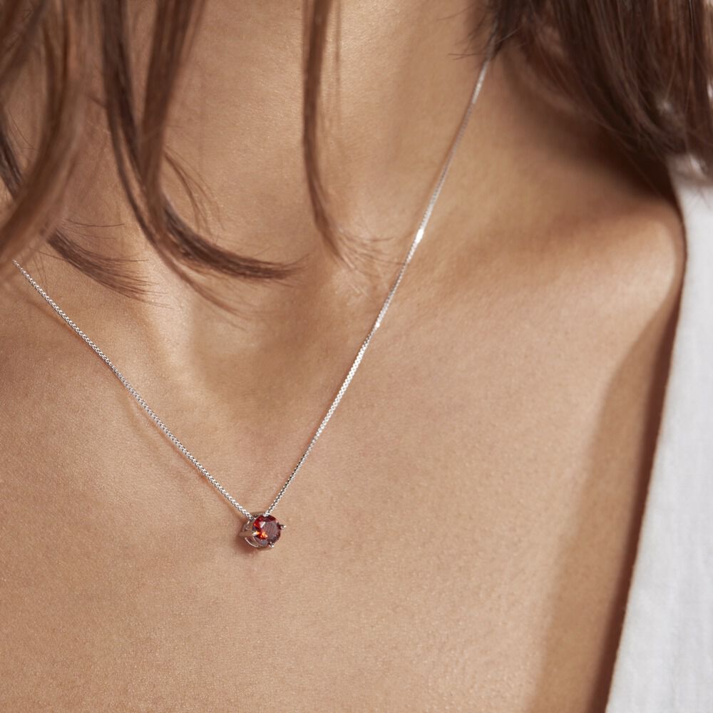 Collier Dwight Argent Blanc Oxyde De Zirconium Rouge - Colliers solitaires Femme | Marc Orian