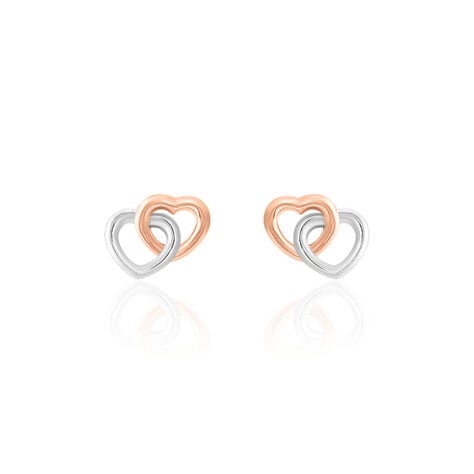 Boucles D'oreilles Puces Donna Coeurs Ajoures Or Rose - Puces Femme | Marc Orian