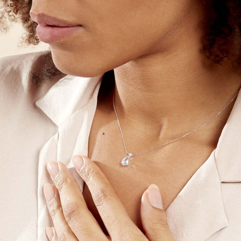 Collier Yrene Or Blanc Topaze - Colliers avec pierres Femme | Marc Orian