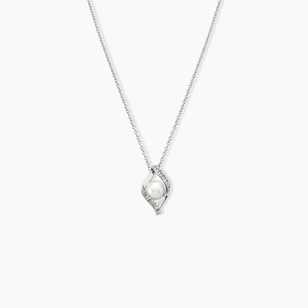 Collier Laurene Argent Blanc Perle De Culture Et Oxyde De Zirconium - Colliers avec pierres Femme | Marc Orian