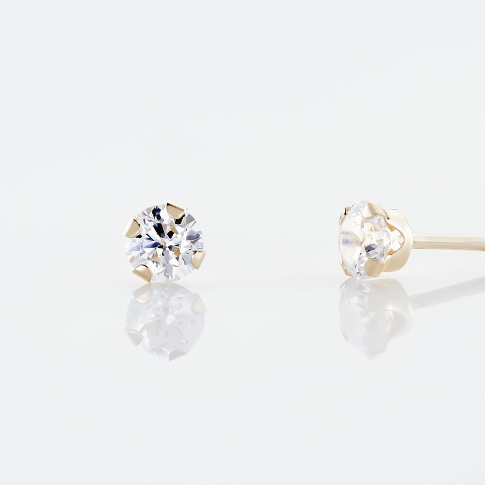 Boucles D'oreilles Puces Eddie Or Jaune Oxyde De Zirconium - Puces Femme | Marc Orian