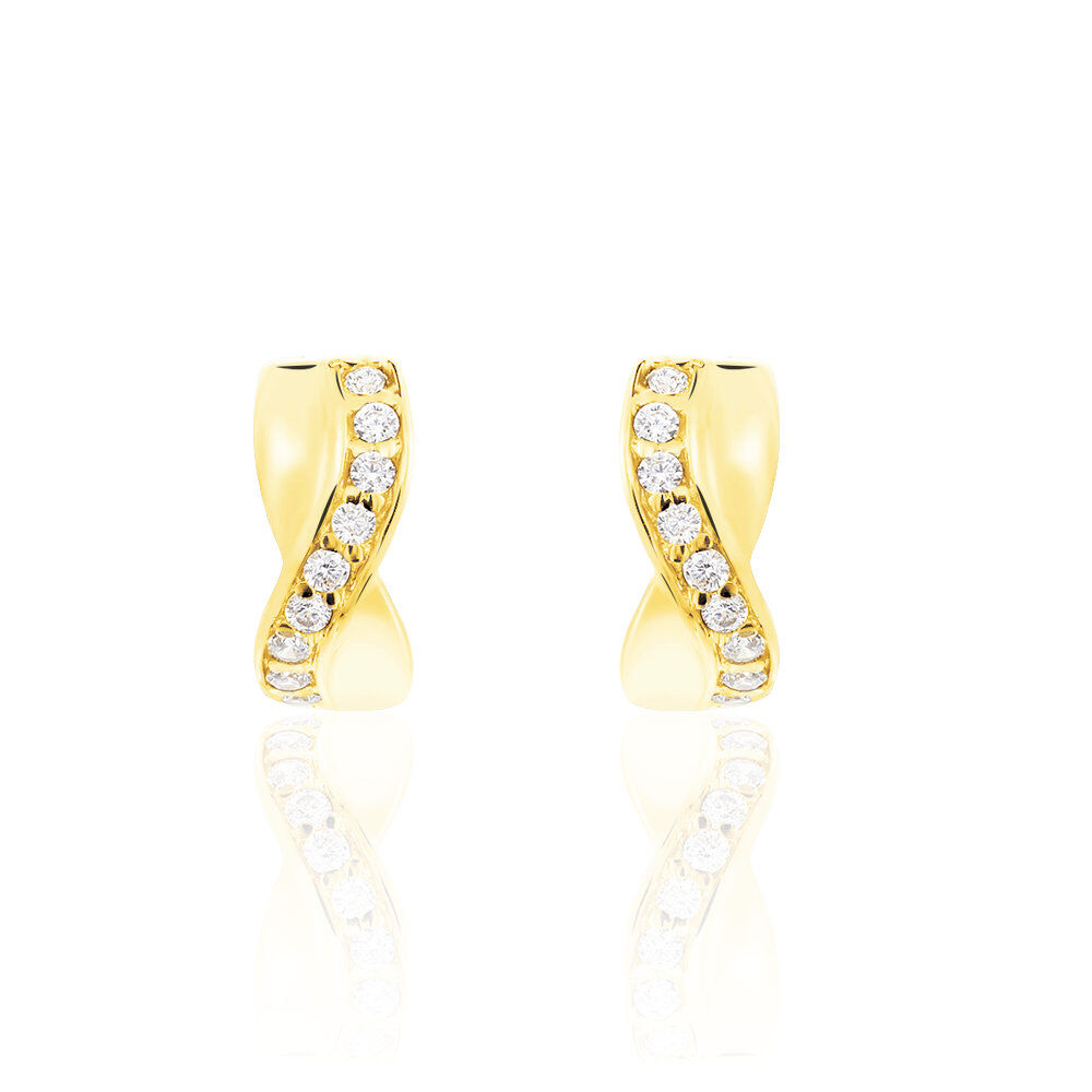 Boucles D'oreilles Izefia Rondes Or Jaune Oxyde De Zirconium - Cr&eacute;oles Femme | Marc Orian
