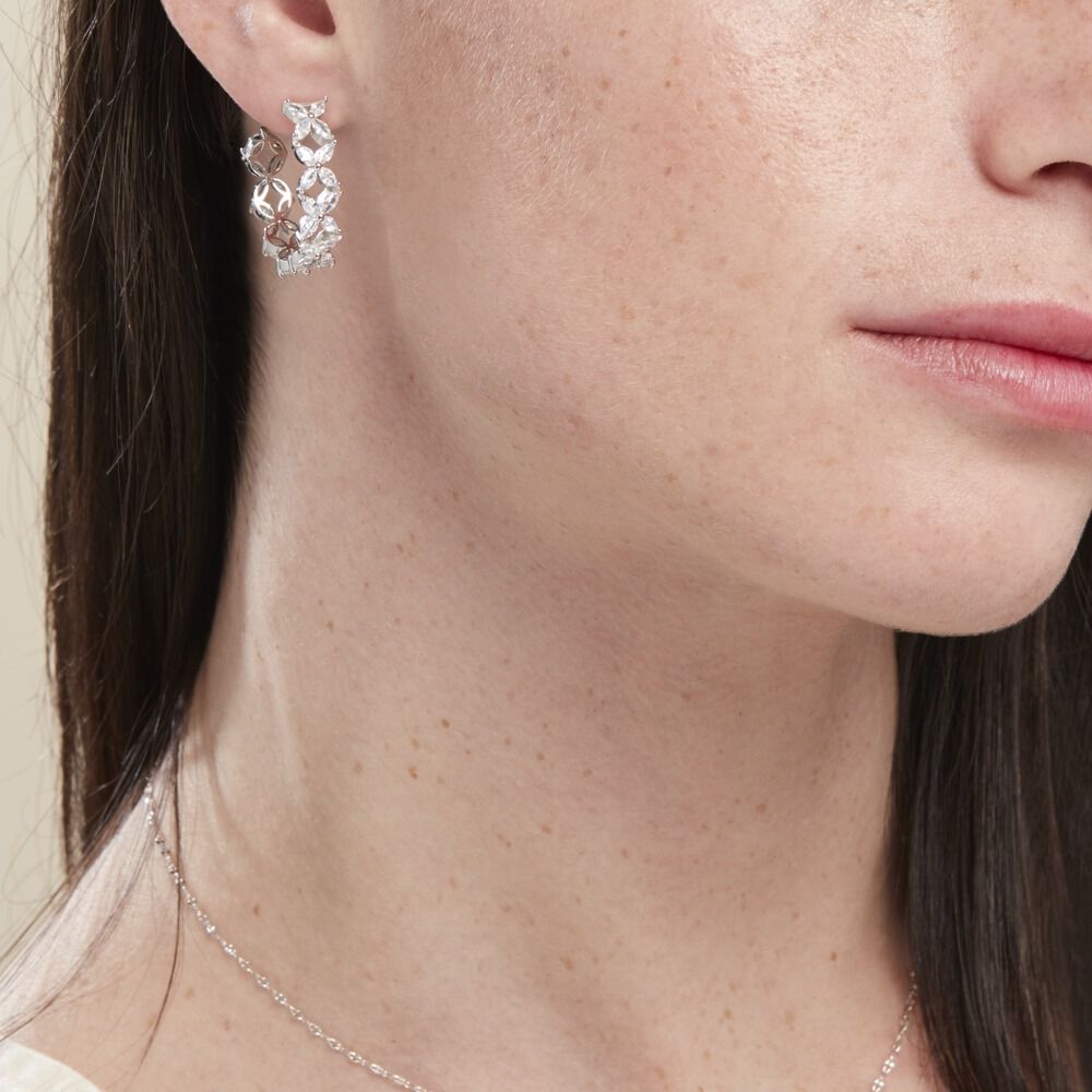 Créoles Julio Argent Blanc Oxyde De Zirconium - Créoles Femme | Marc Orian