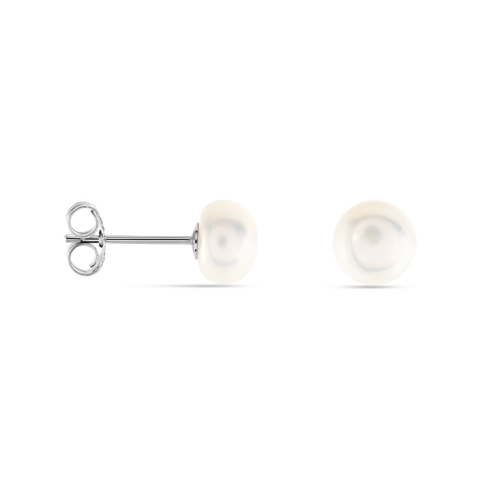 Boucles D'oreilles Puces Pascaloun Argent Perle De Culture - Puces Femme | Marc Orian