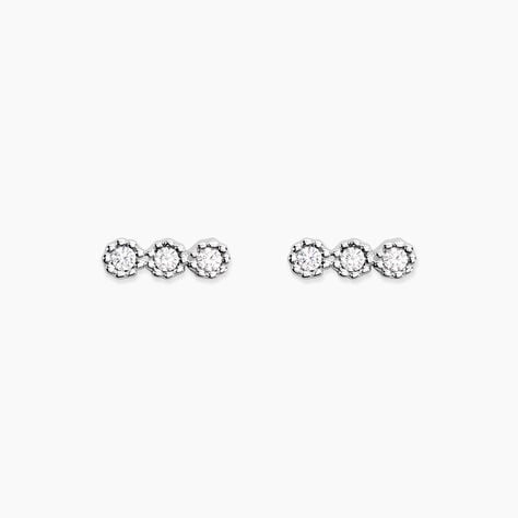 Boucles D'oreilles Puces Janys Argent Blanc Oxyde De Zirconium - Puces Femme | Marc Orian