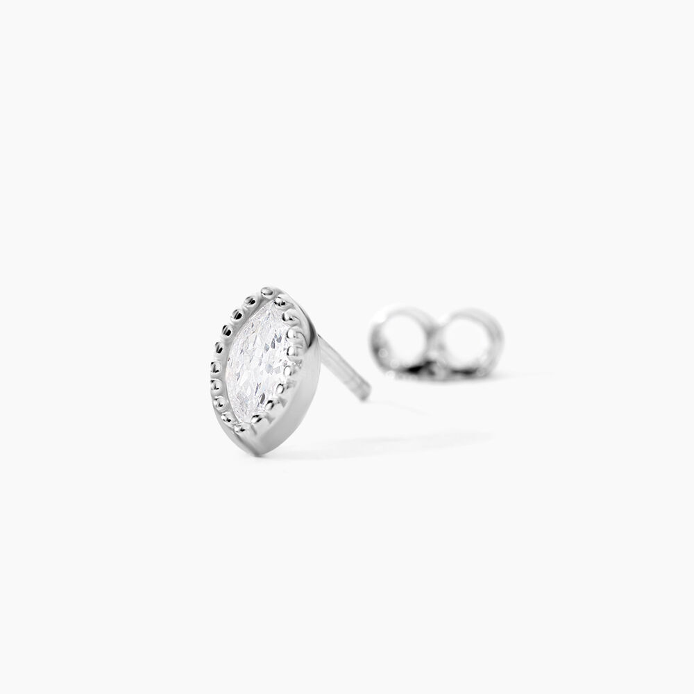 Boucles D'oreilles Puces Hermance Argent Blanc Oxyde De Zirconium - Puces Femme | Marc Orian