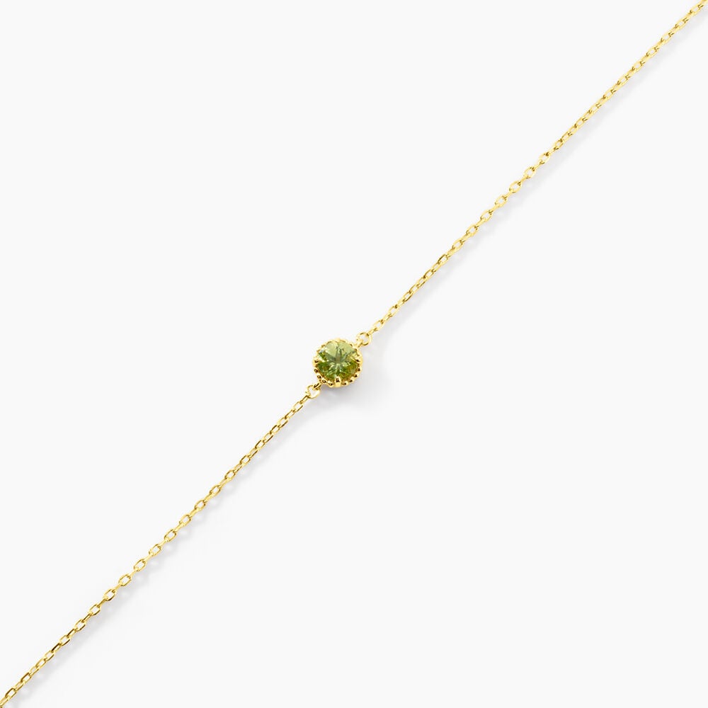 Bracelet Argent Jaune 925/1000 Cercle P&eacute;ridot Vert Maille Forcat 16+3Cm - Bracelets fantaisie Femme | Marc Orian