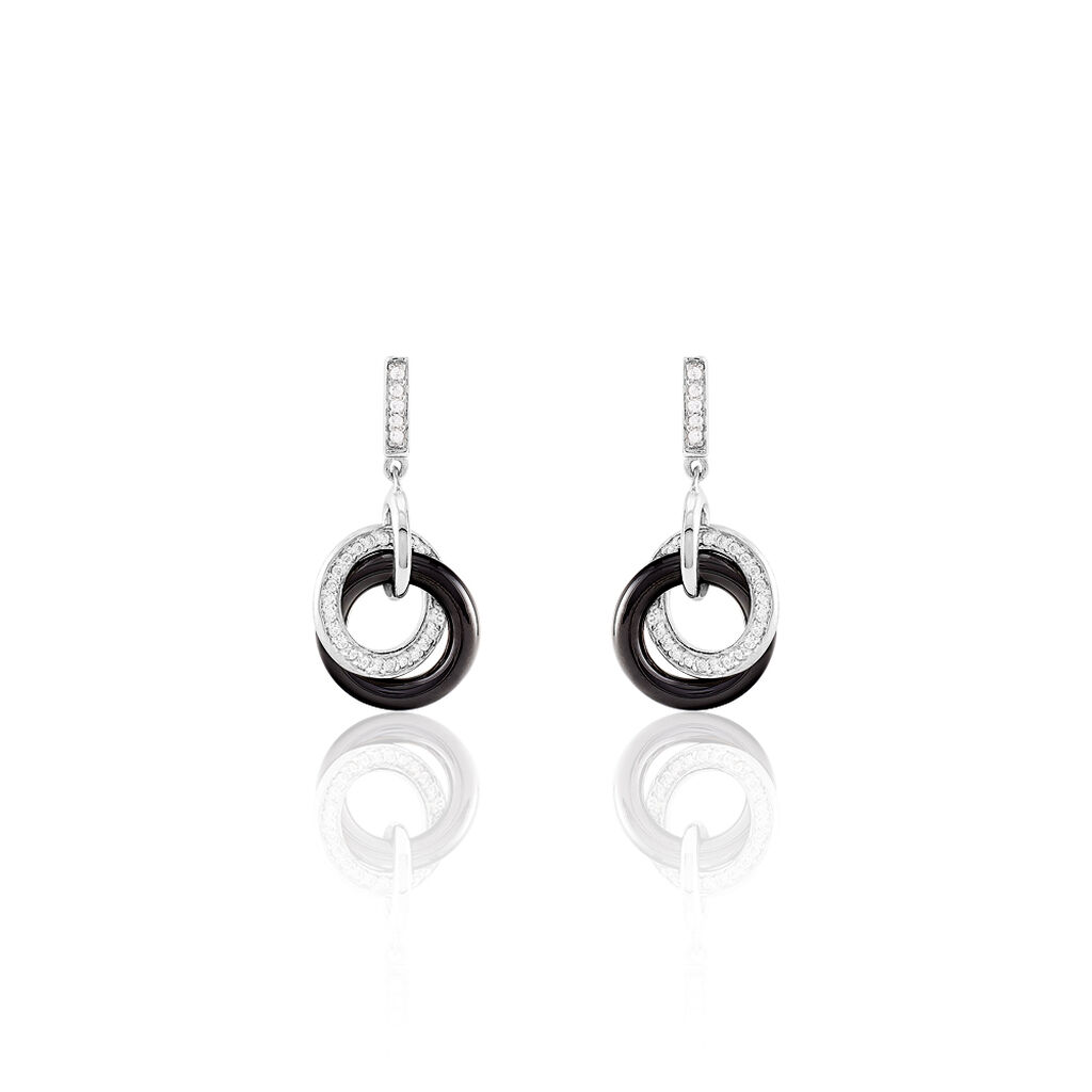 Boucles D'oreilles Pendantes You&me Argent Blanc Céramique Et Oxyde - Pendantes Femme | Marc Orian