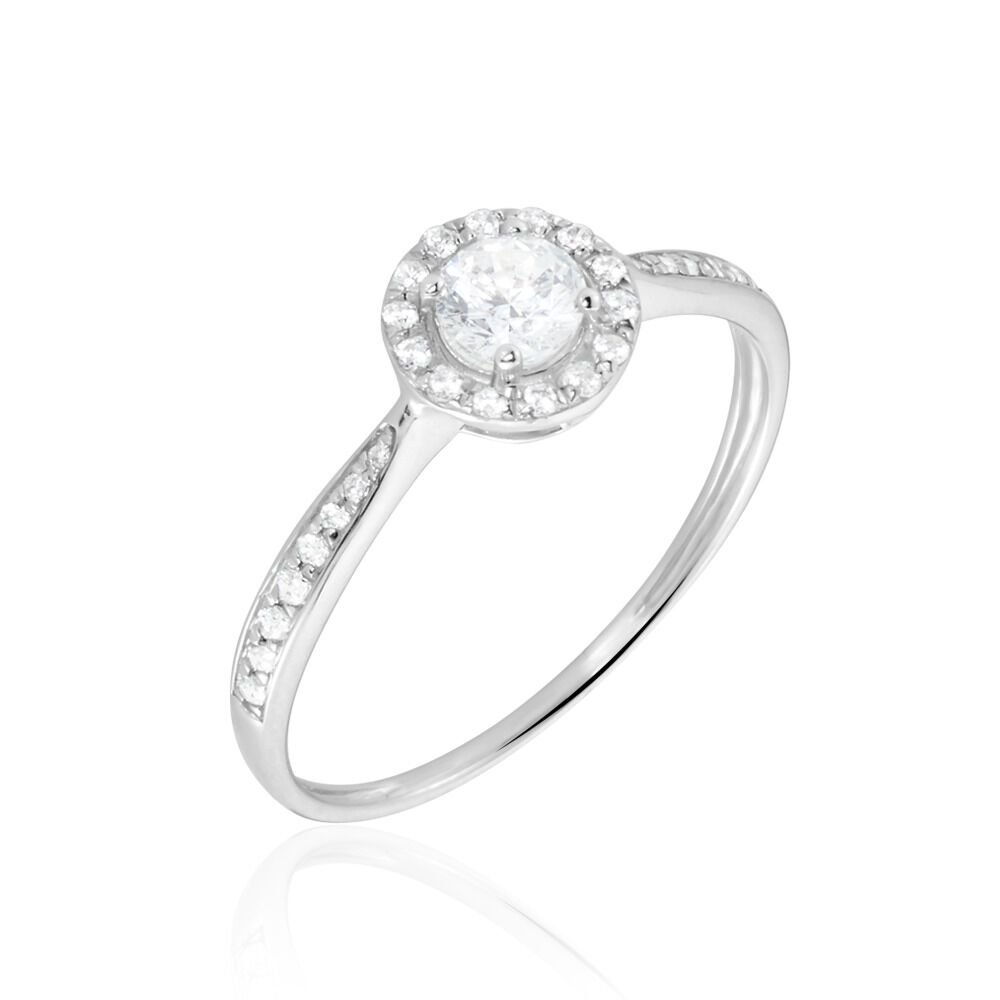 Bague Or Blanc Peony Oxyde De Zirconium - Solitaires Femme | Marc Orian