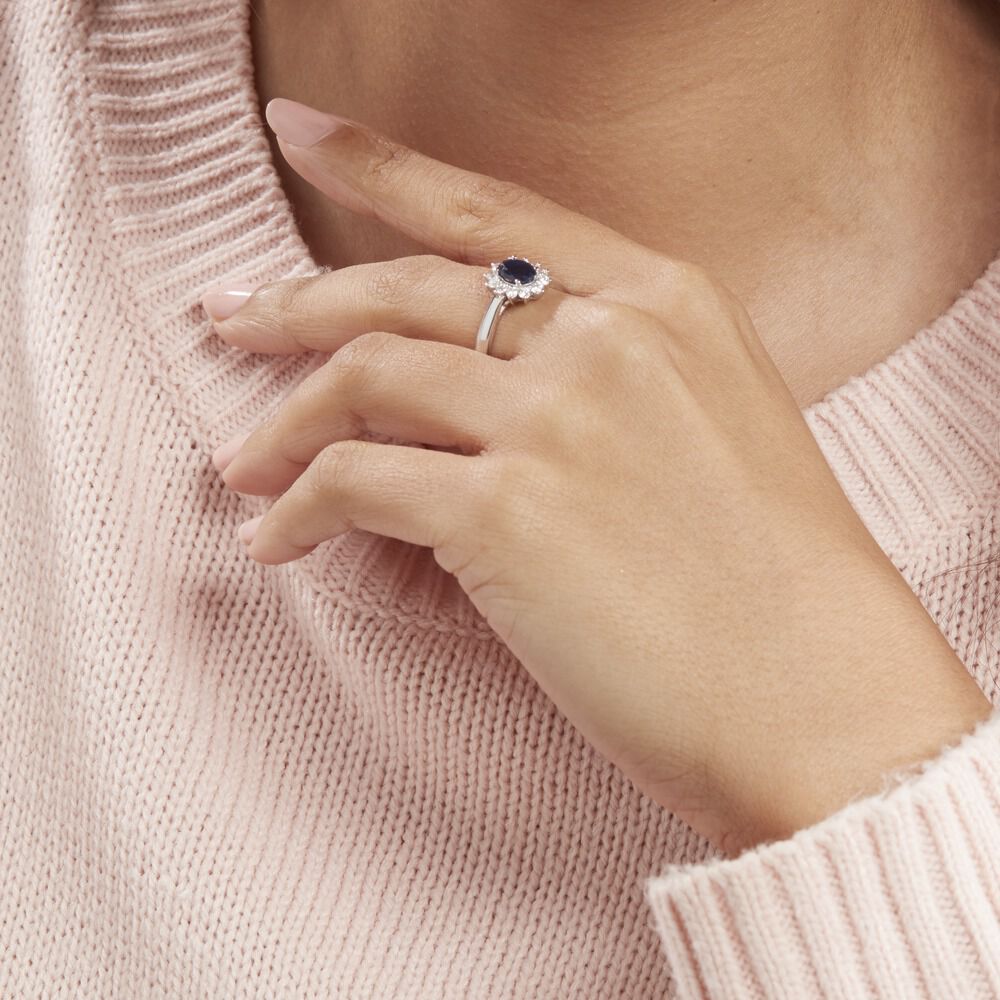Bague Or Blanc Saphir Diamants - Solitaires Femme | Marc Orian